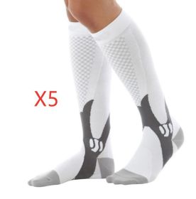Compression Socks For Men&Women Best Graduated Athletic Fit For Running Flight Travel Boost Stamina Circulation&Recovery Socks (Option: White 5PC-L XL)