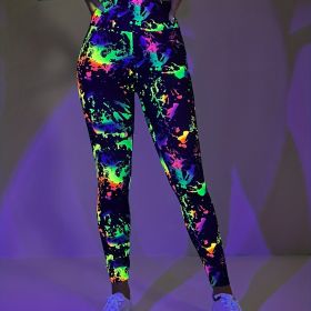 Throwing Print Butt-Lifting Sexy Yoga Pants, High Waist Slim Fit Mid-Stretch Fitness Workout Pants, Women's Activewear (Color: black, size: L(8/10))