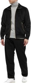 Mens 2 Pieces Velour Tracksuits Full Zip Stripe Casual Jogging Outfits Jacket & Pants Fitness Tracksuit Sets (Color: black, size: XXL)