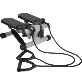 Stepper for Exercise Mini Fitness Stepper with 2 Resistance Bands LCD Monitor Max 330.7LBS Load Stair Stepper Quiet Stepper (Color: Grey)