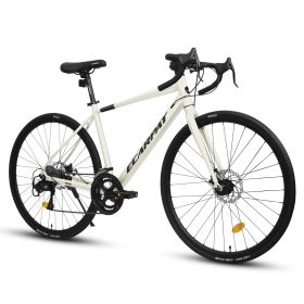A28320RS 700C Road Bike, 16-Speed Outdoor Bike Disc Brakes, Light Weight Aluminum Frame ,Racing Bike City Commuting Road Bicycle M Size for Men Women (Color: as Pic)