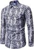 Men's Fashion Leopard Shirts Slim Fit Stand Collar Single Breasted Shirts Casual Long