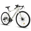 A28320RL 700C Road Bike, 16-Speed Outdoor Bike Disc Brakes, Light Weight Aluminum Frame, Racing Bike City Commuting Road Bicycle L Size for Men Women
