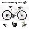 A28320RS 700C Road Bike, 16-Speed Outdoor Bike Disc Brakes, Light Weight Aluminum Frame ,Racing Bike City Commuting Road Bicycle M Size for Men Women