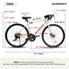 A28320RL 700C Road Bike, 16-Speed Outdoor Bike Disc Brakes, Light Weight Aluminum Frame, Racing Bike City Commuting Road Bicycle L Size for Men Women